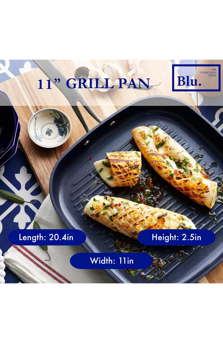 Blu. 11 inch Nonstick Grill Pan Griddle, Alternate, color, Black