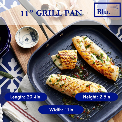 Blu . 11 Inch Nonstick Grill Pan Griddle In Black
