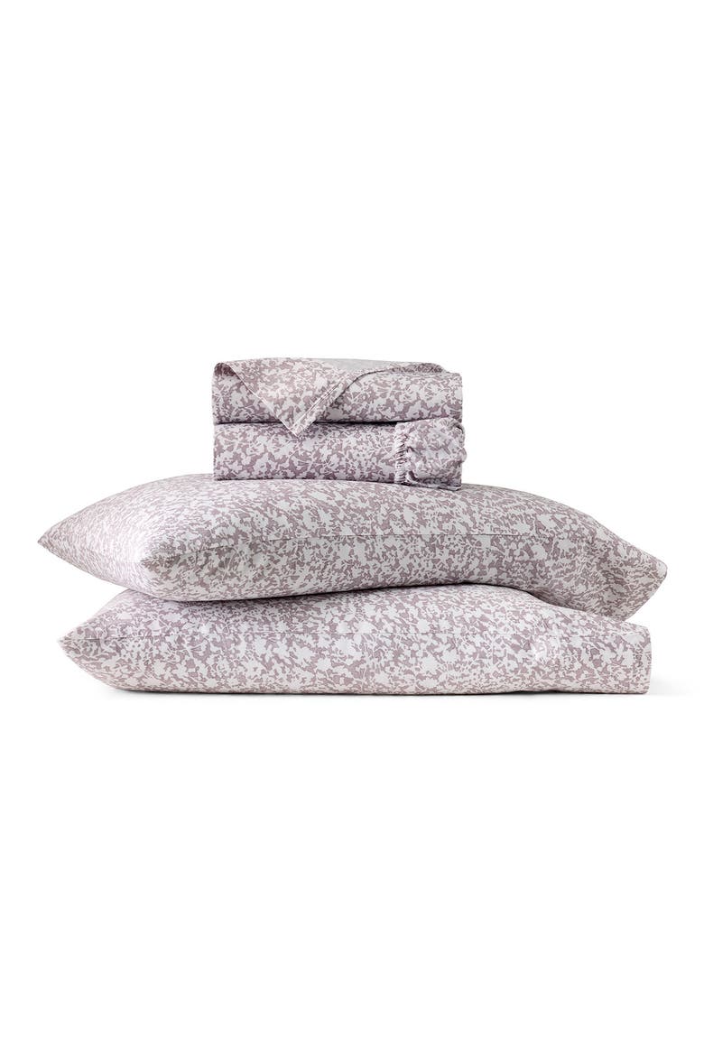 Signature Hemmed Garden Organic Cotton Sheet Set, Main, color, PLUM