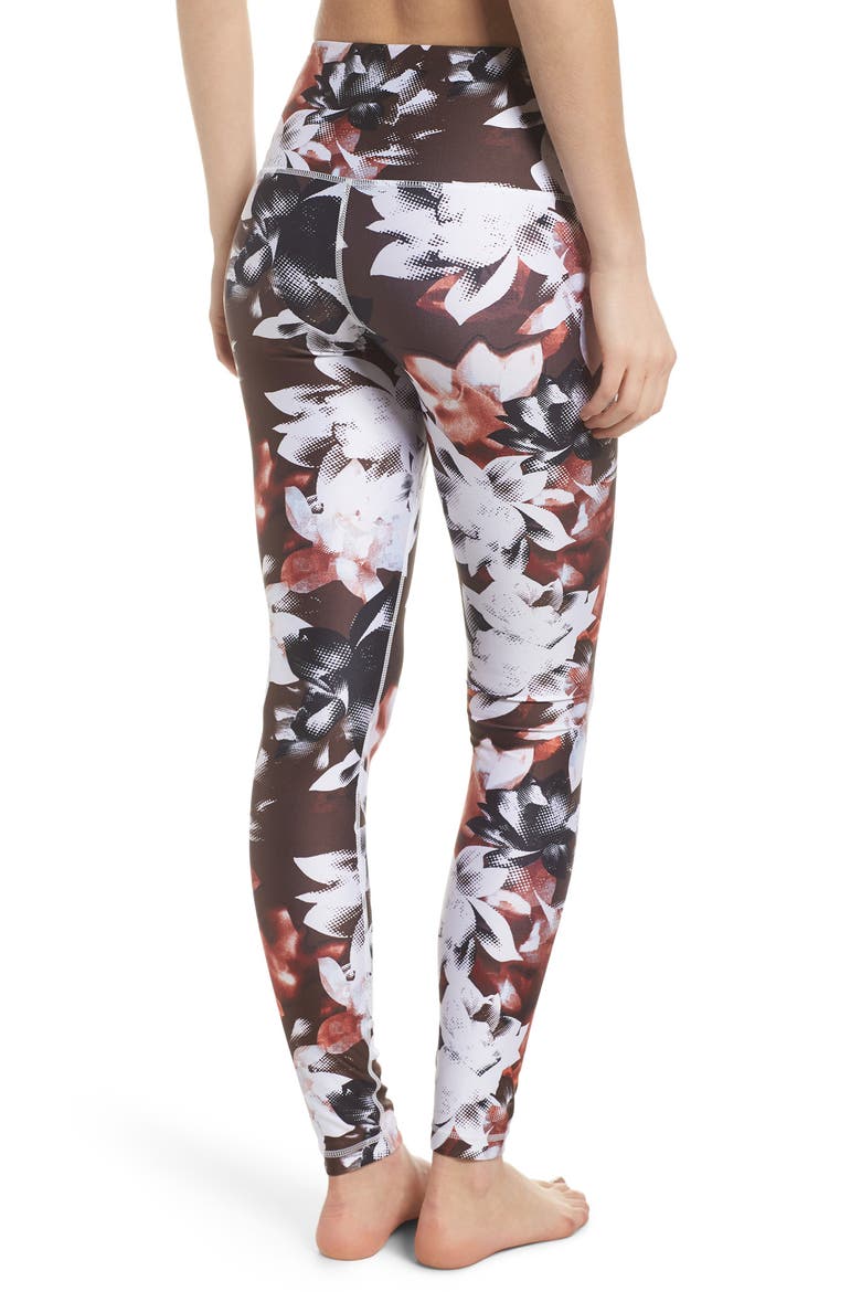 Print Slick High Waist Leggings, Alternate, color, RUST MADDER FLORAL PRINT