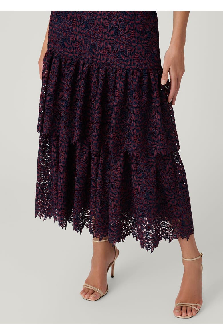 Midnight Angeline Two-tone Rose Lace Dress, Alternate, color, Bordeaux/Navy