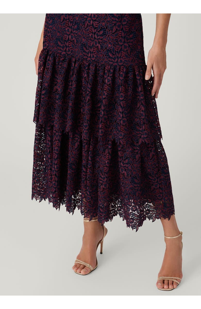 Shoshanna Midnight Midnight Angeline Two-tone Rose Lace Dress, Alternate, color,