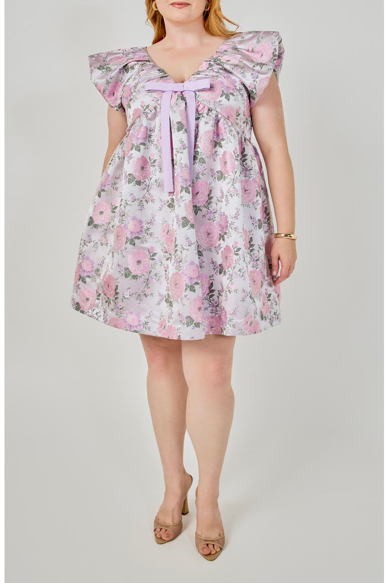 Bow Jacquard Minidress, Main, color, PINK