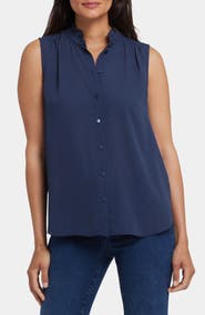 NYDJ Print Ruffle Neck Sleeveless Top