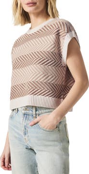 Splendid Mary Kate Chevron Stripe Short Sleeve Sweater