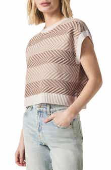Splendid Mary Kate Chevron Stripe Short Sleeve Sweater
