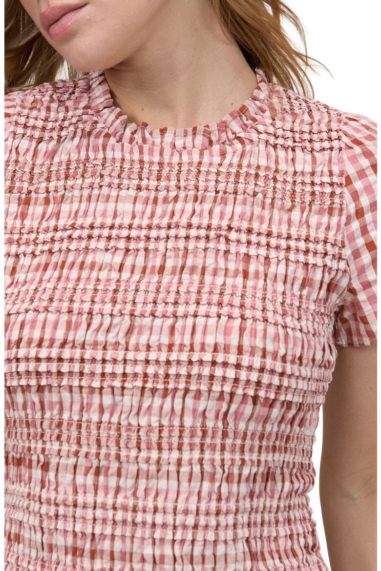 Martha Gingham Smocked Cotton Minidress, Alternate, color, PINK