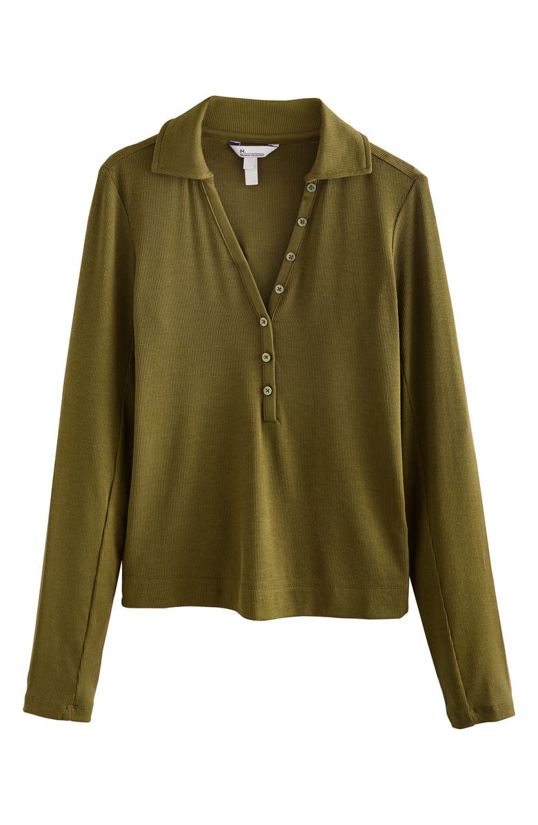 NEXT Collar Rib Long Sleeve Top, Alternate, color, Green