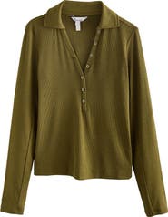 NEXT Collar Rib Long Sleeve Top