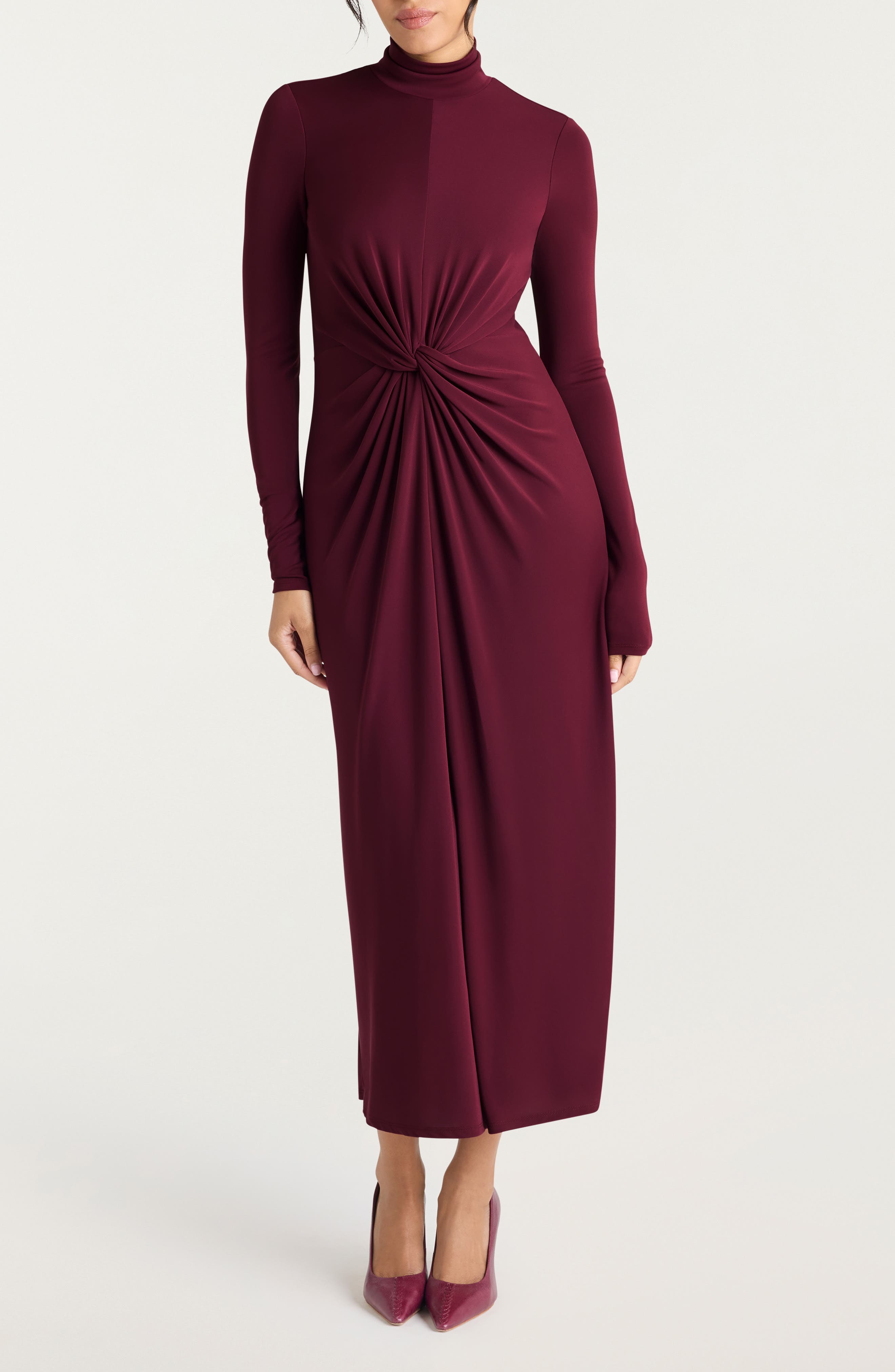 Tovianna Knot Front Long Sleeve Dress