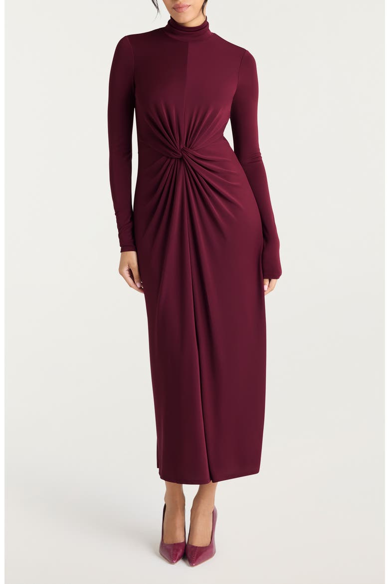 Tovianna Knot Front Long Sleeve Dress, Main, color, MULBERRY
