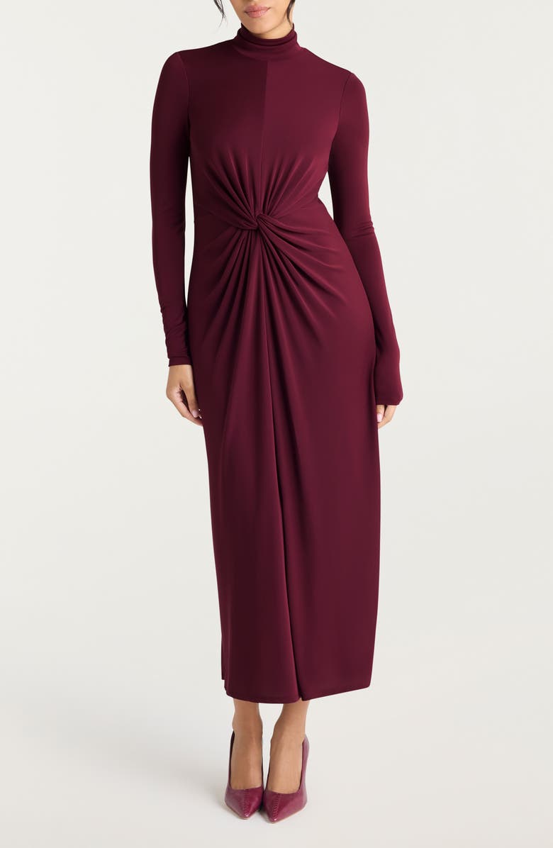 Cinq à Sept Tovianna Knot Front Long Sleeve Dress, Main, color, Mulberry