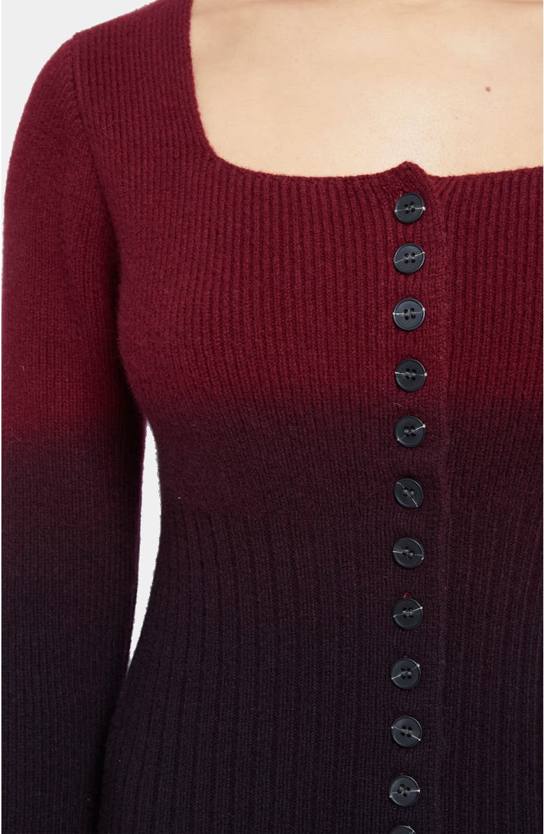 Santorelli RAYE Ombre Ribbed Knit Cardigan in Pure Wool, Alternate, color, Carmine Red
