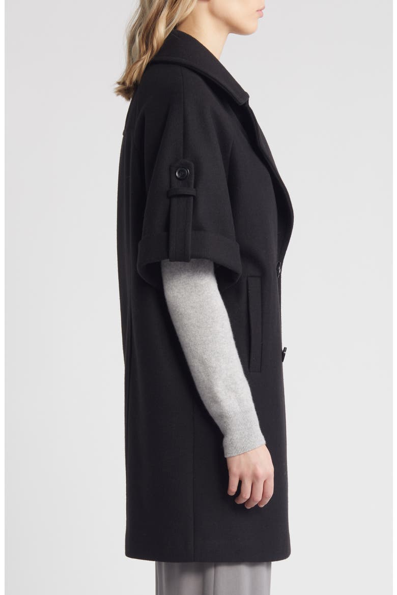 Double Breasted Cape Coat, Alternate, color, BLACK