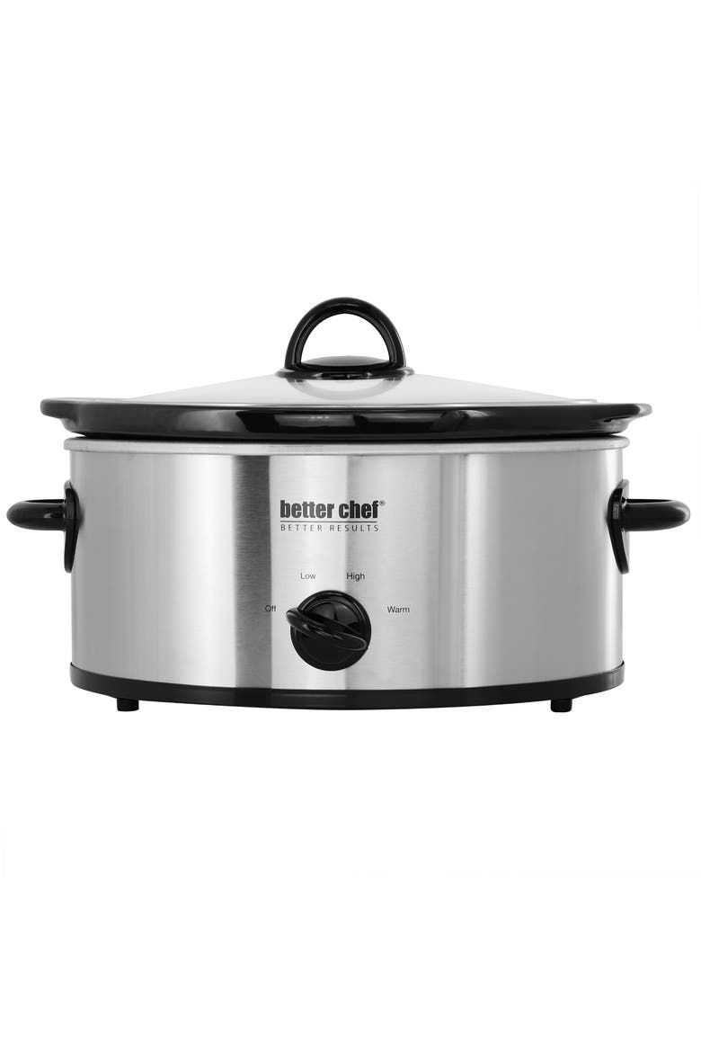 3 Quart Slow Cooker with Removable Stoneware Crock, Main, color, Silver