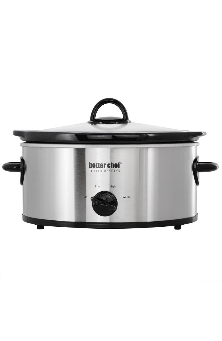 Better Chef 3 Quart Slow Cooker with Removable Stoneware Crock, Main, color, Silver