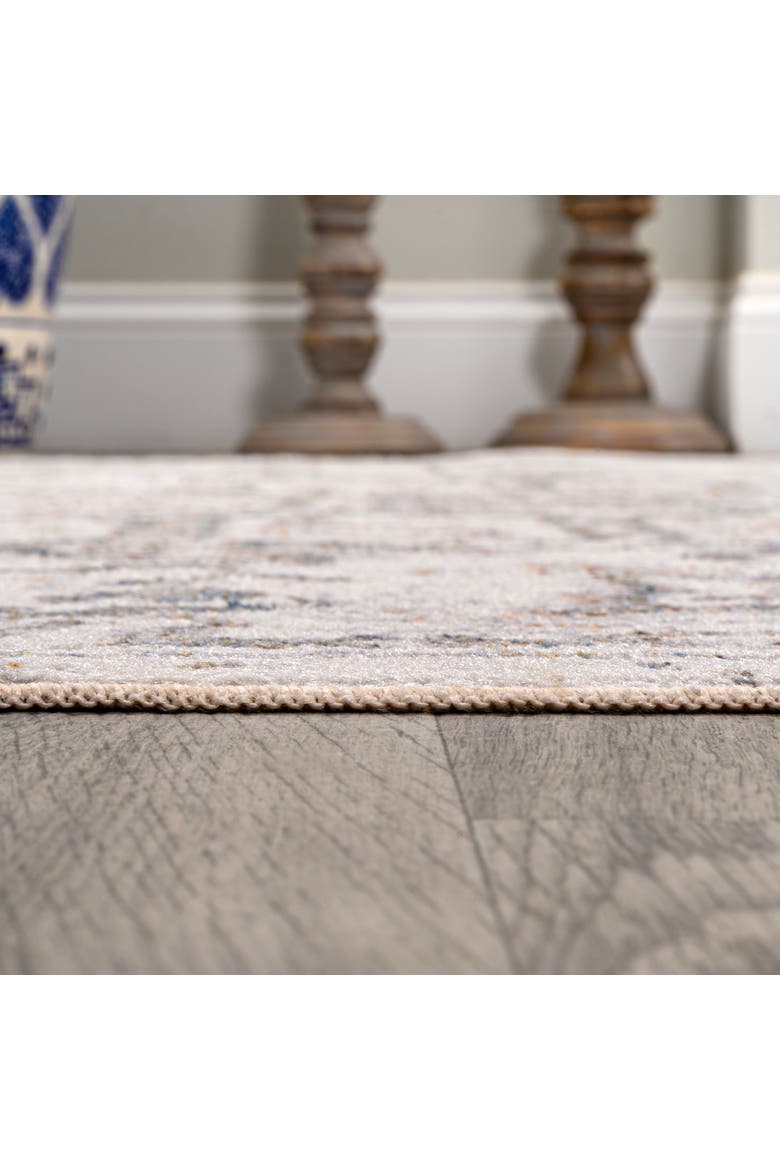 Edith Distressed Medallion Low-Pile Machine-Washable Area Rug, Alternate, color, Cream/Light Gray