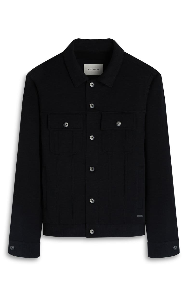 Bugatchi Knit Trucker Jacket, Alternate, color, Black