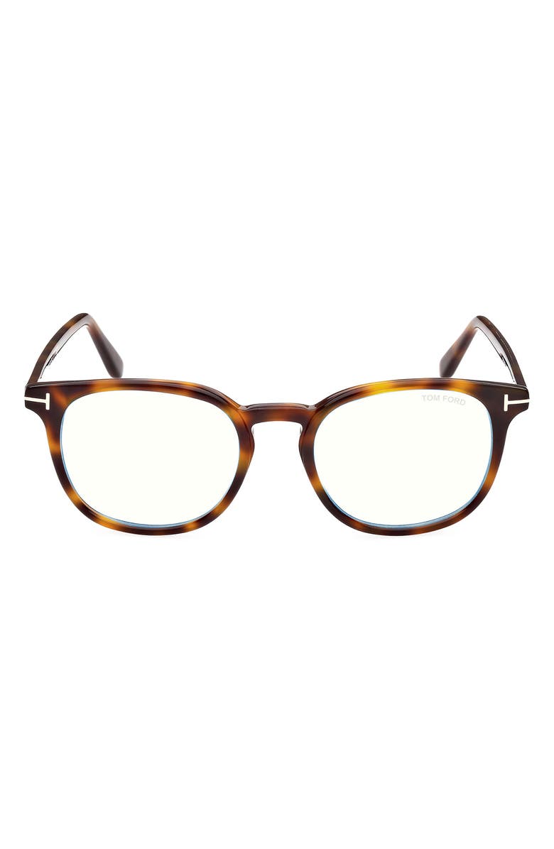 TOM FORD 52mm Round Blue Light Blocking Reading Glasses, Main, color, 