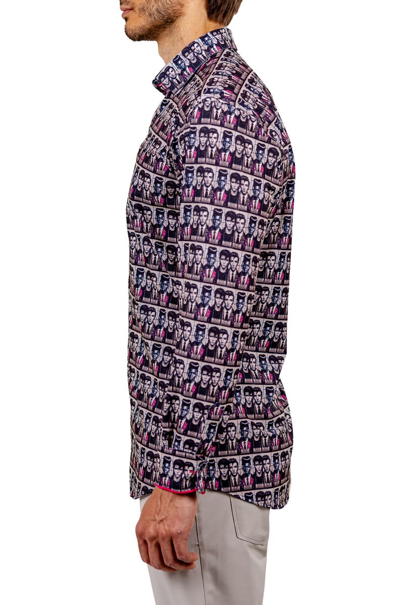 Maceoo Fibonacci Stretch Ascension 3321 Contemporary Fit Button-Up Shirt, Alternate, color, Black