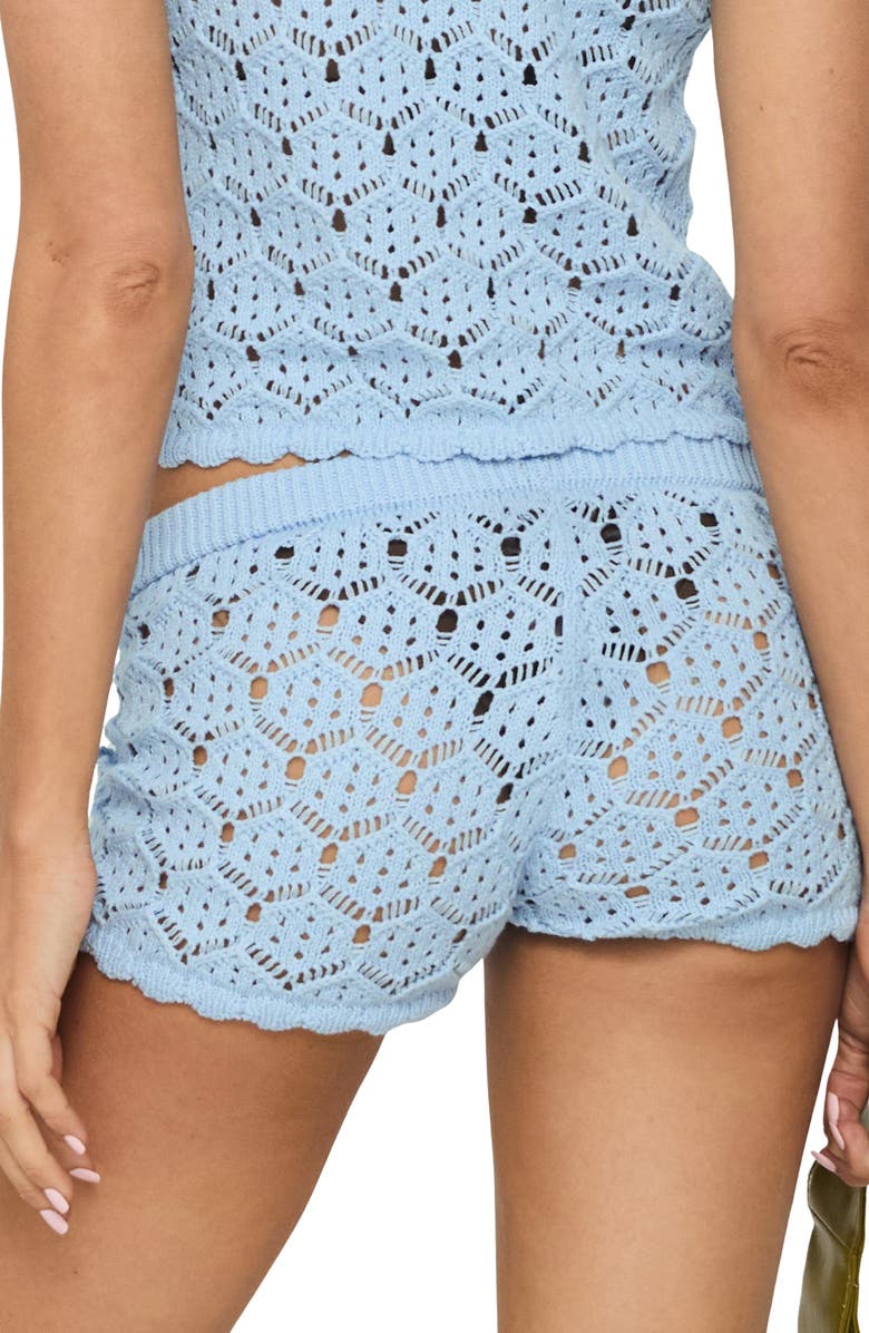 Princess Polly Sun Still Shines Pointelle Stitch Button-Up Top & Shorts, Alternate, color, Blue