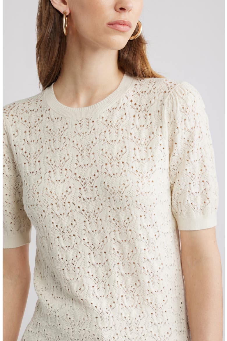 Pointelle Crewneck Sweater, Alternate, color, IVORY TOFU