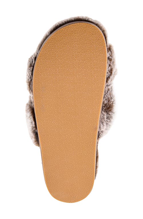 Shushop Juliet Faux Fur Slide Sandal In Brown