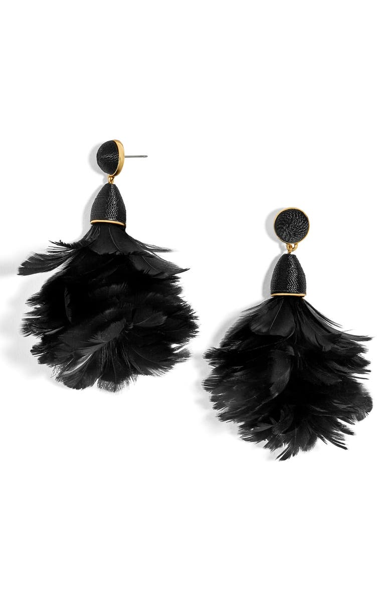 BaubleBar Parisian Feather Tassel Drop Earrings, Main, color, 