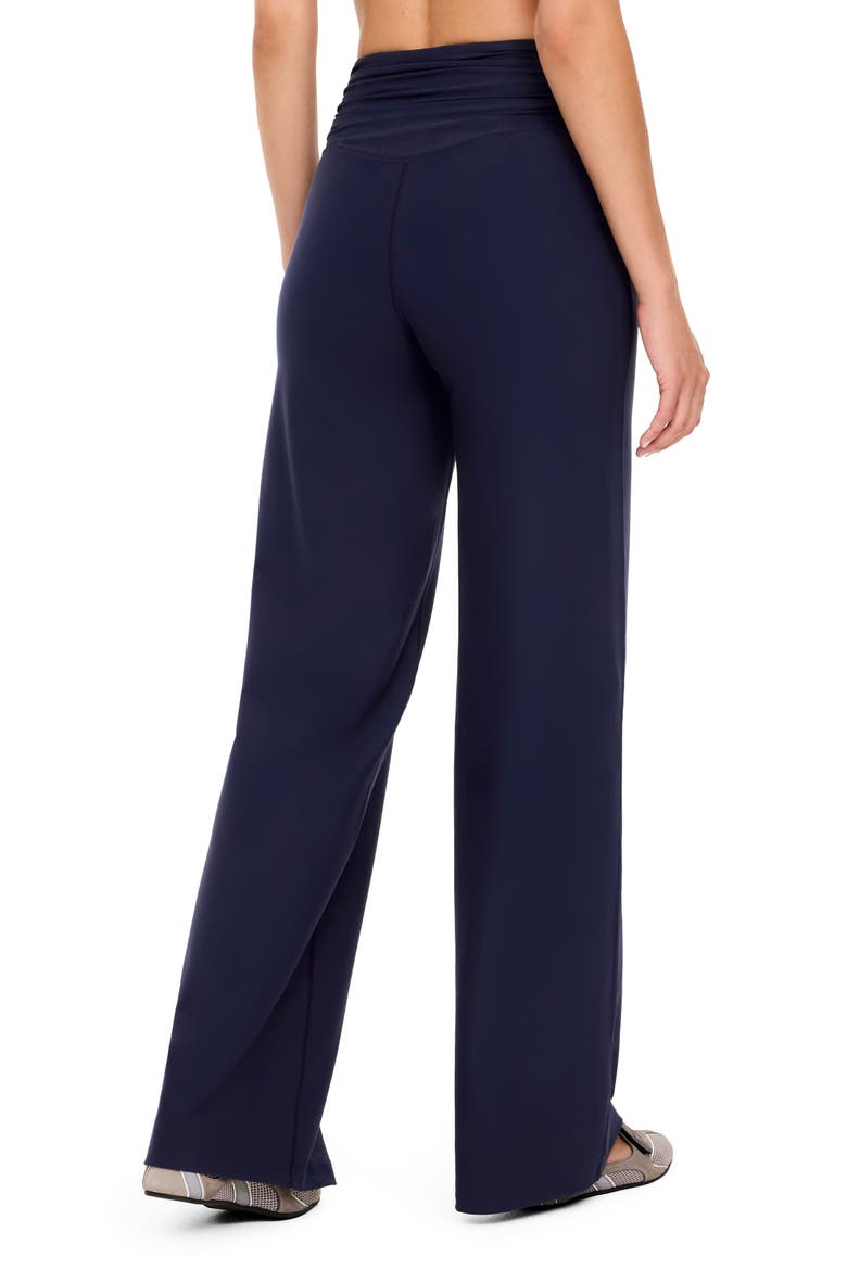 Ruched High Waist Wide Leg Pants, Alternate, color, TIMELESS NAVY