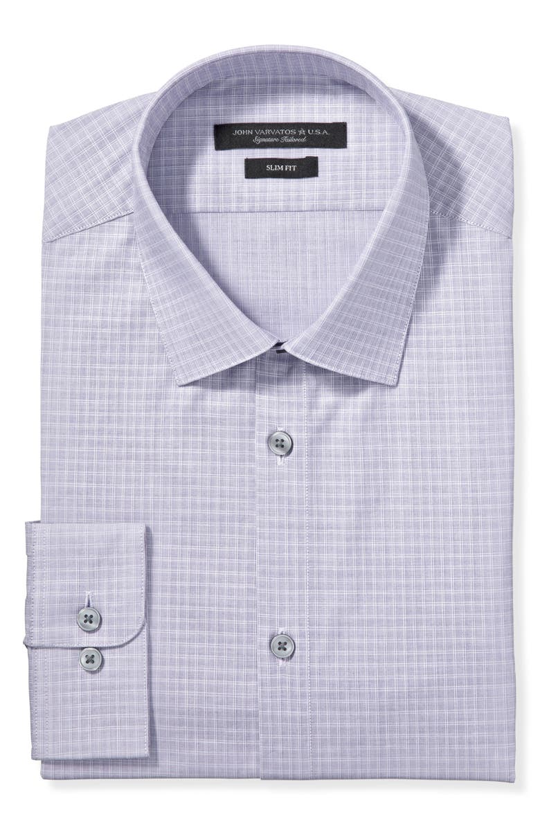 John Varvatos Star USA Slim Fit Windowpane Plaid Dress Shirt, Alternate, color,
