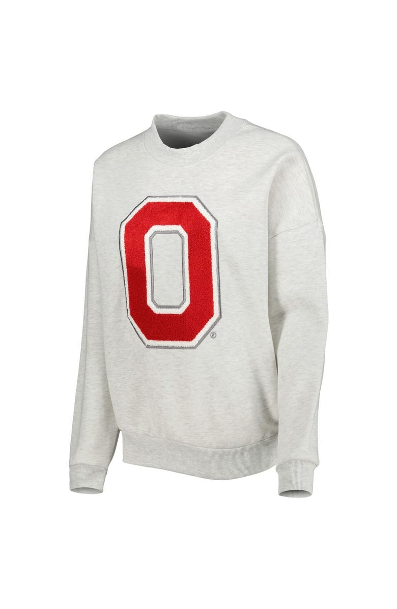 GAMEDAY COUTURE Women's Gameday Couture Heather Ash Ohio State Buckeyes Chenille Patch Fleece Sweatshirt, Alternate, color, Ash