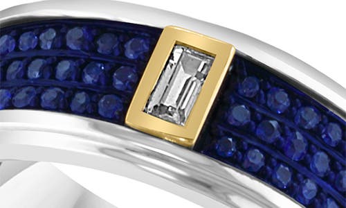 Effy Sterling Silver & 18k Gold White Sapphire & Blue Sapphire Band Ring In Blue