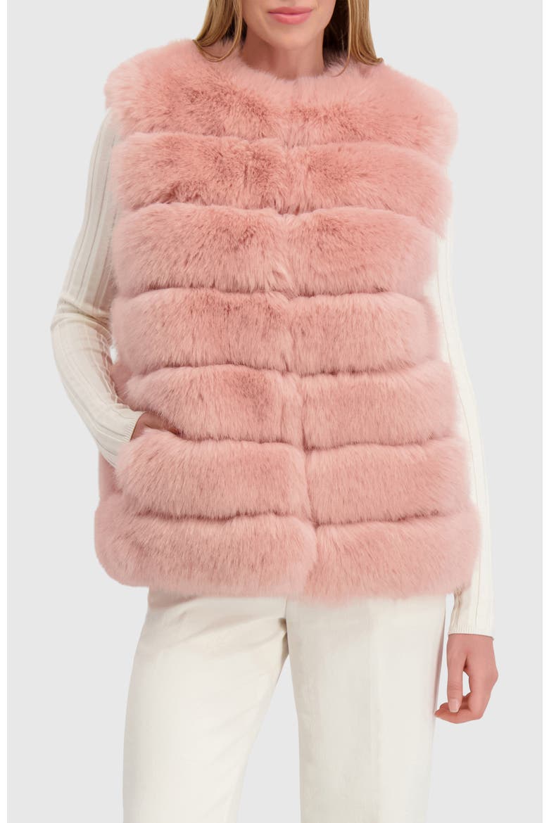 Fur-Free Fox (Faux Fur) Horizontal Vest, Alternate, color, PINK