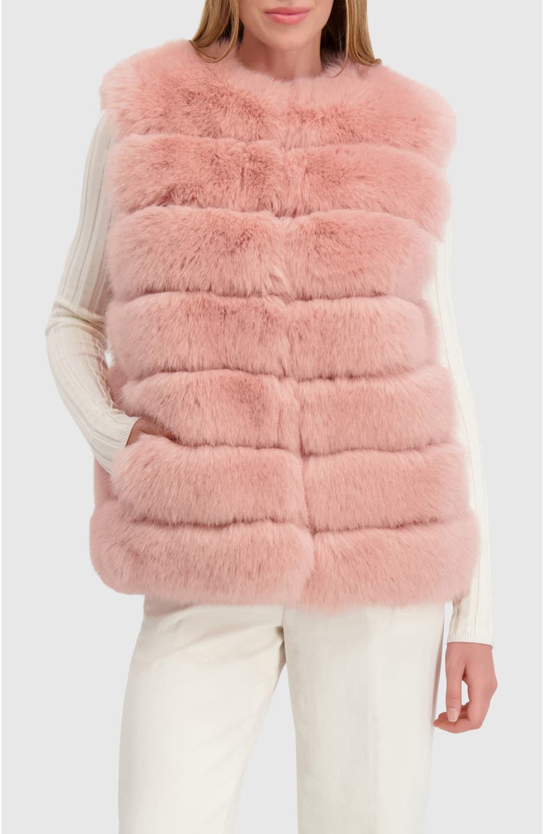 Lyla Grant Fur-Free Fox (Faux Fur) Horizontal Vest, Alternate, color, Pink