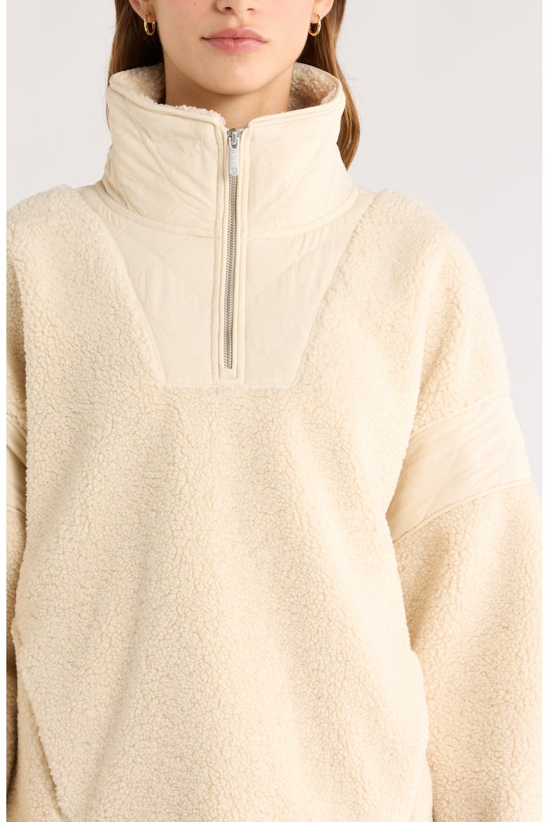 Snowday Faux Shearling Quarter Zip Pullover, Alternate, color, BEIGE SEASHORE