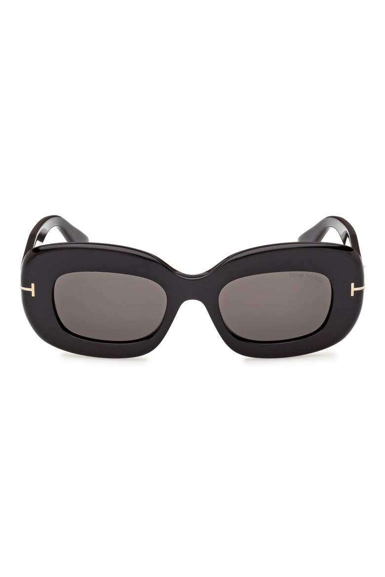 Islay 50mm Small Rectangular Sunglasses, Main, color, SHINY BLACK / SMOKE