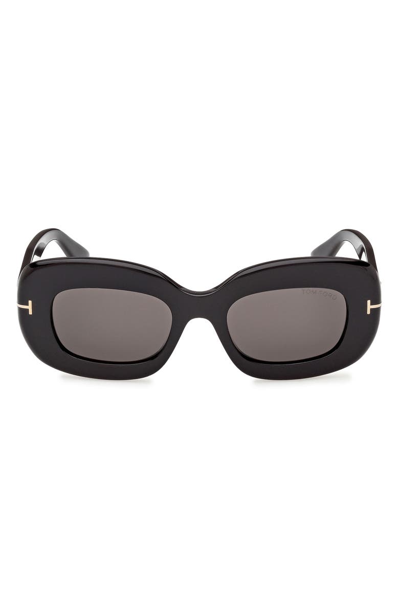 TOM FORD Islay 50mm Small Rectangular Sunglasses, Main, color, Shiny Black / Smoke