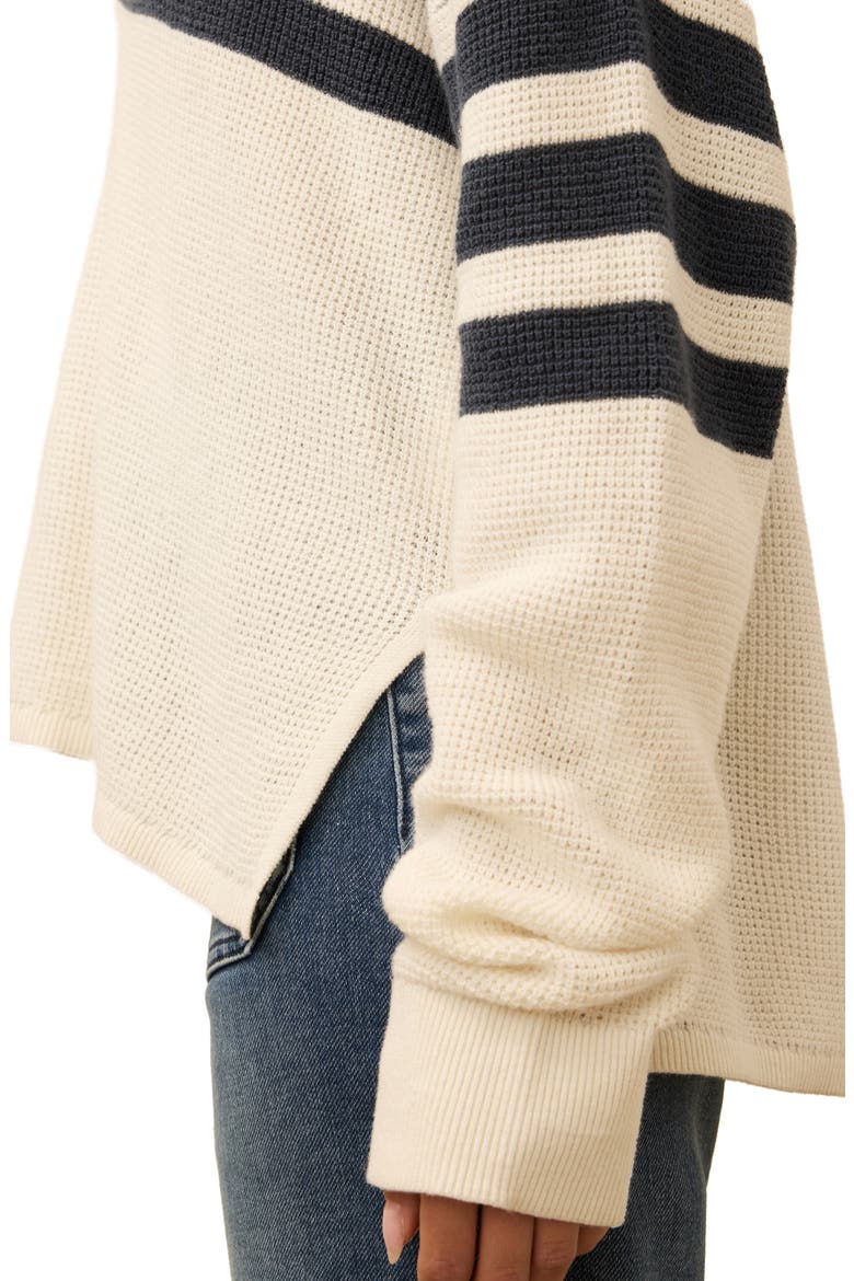 Stripe Organic Cotton & Cashmere Johnny Collar Sweater, Alternate, color, PIER WAVES