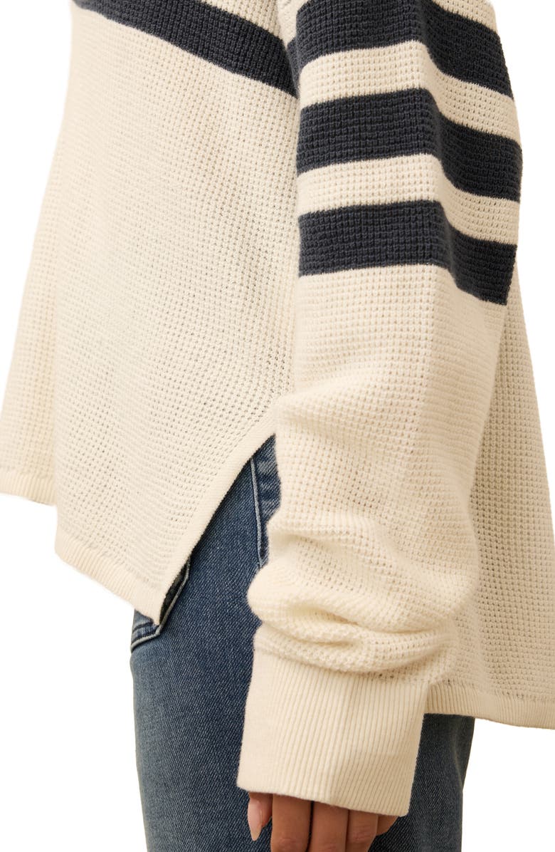 Faherty Stripe Organic Cotton & Cashmere Johnny Collar Sweater, Alternate, color, Pier Waves