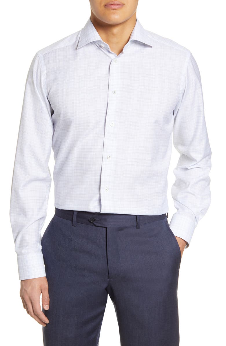 Eton Contemporary Fit Plaid Dress Shirt, Main, color, 