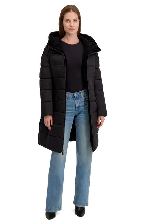 Laundry By Shelli Segal Hooded Puffer Jacket With Trim Detail In Black
