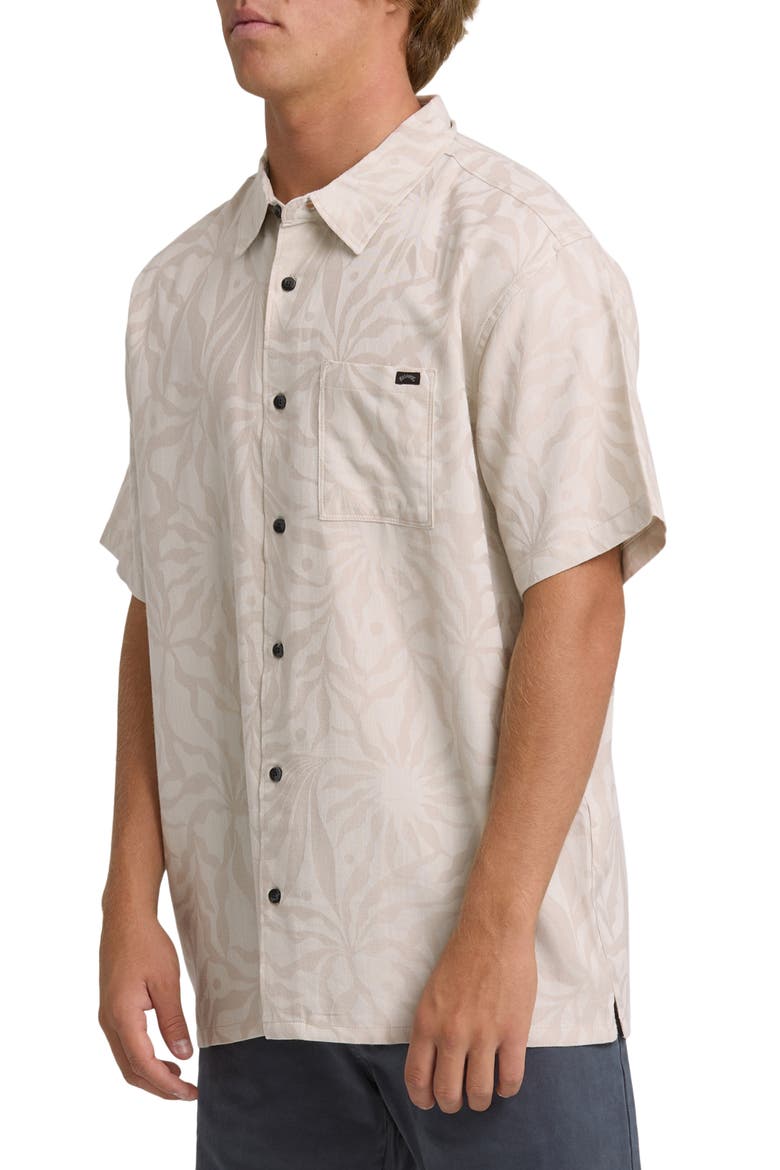 Sundays Stripe Jacquard Short Sleeve Cotton Button-Up Shirt, Alternate, color, ASH