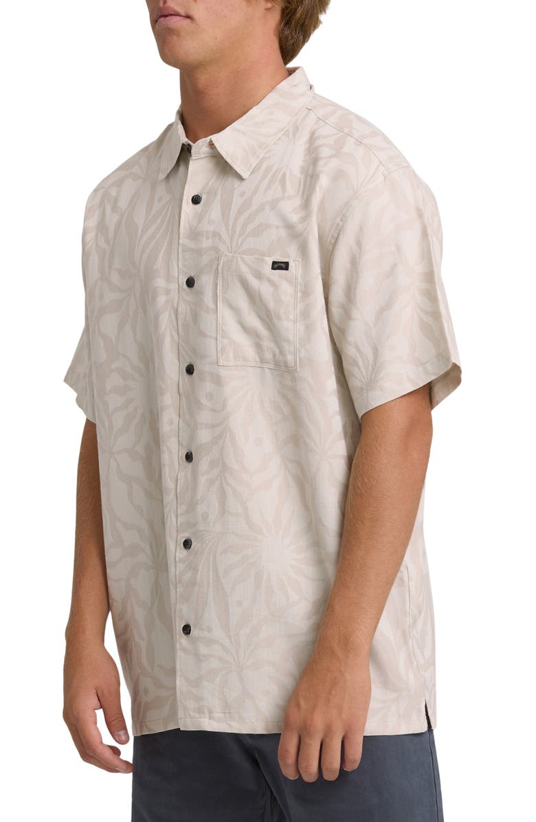 Billabong Sundays Stripe Jacquard Short Sleeve Cotton Button-Up Shirt, Alternate, color, Ash