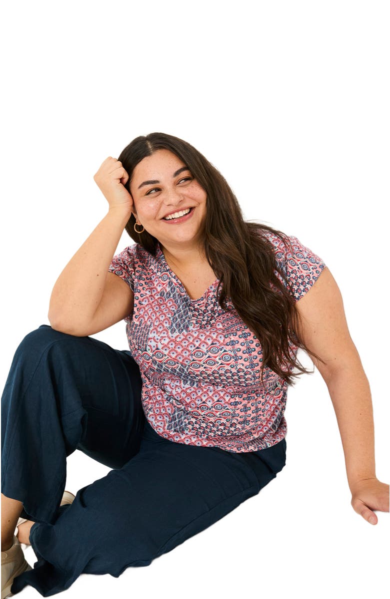 FatFace Plus Size Ivy Geo Patch Top, Alternate, color, 