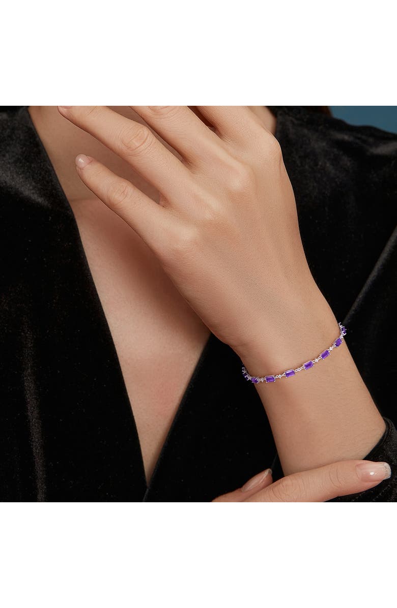 DELMAR African Amethyst & White Topaz Bracelet, Alternate, color, Purple