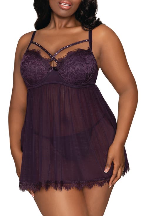 Underwire Babydoll Chemise & G-String Set (Plus)