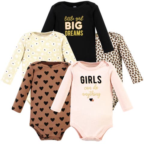 Essential Long-Sleeve Cotton Bodysuit Set (5-Piece)