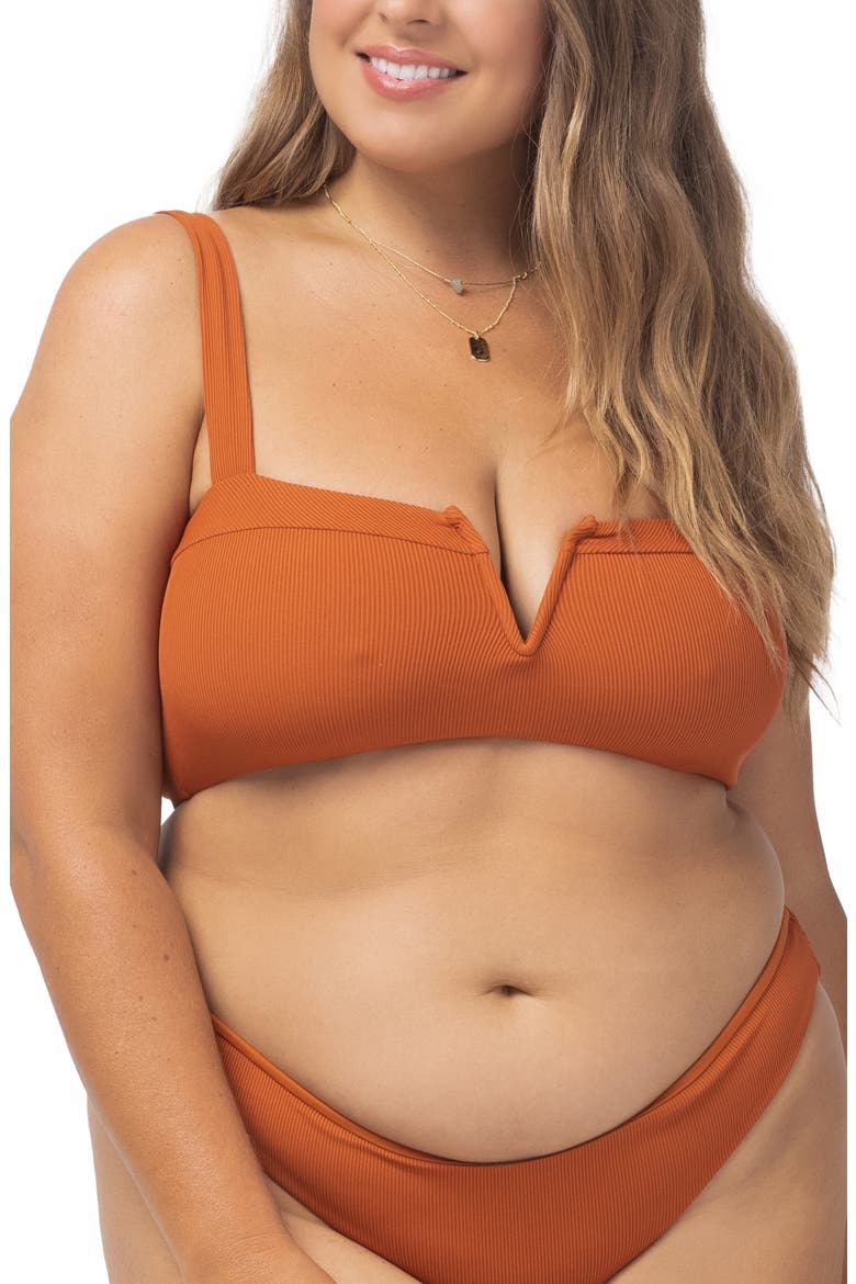 L Space Lee Lee Ribbed Bikini Top, Alternate, color, AMBER