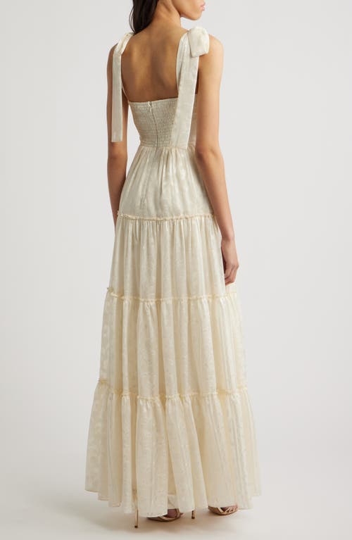 Lulus Andrea Jacquard Maxi Cocktail Dress In Cream