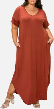 L I V D Short Sleeve Jersey Maxi Dress